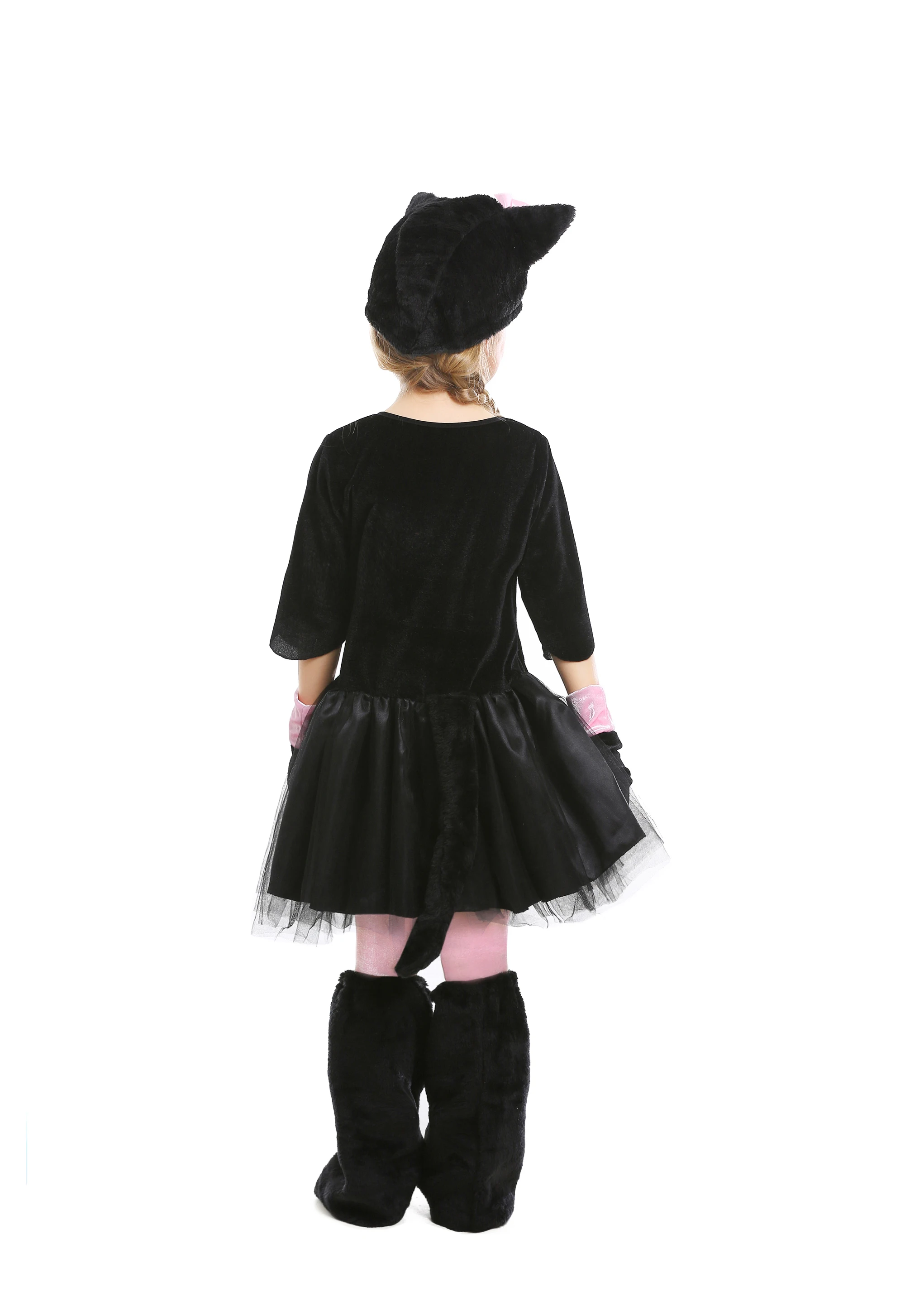 Милый костюм кошки нарядное платье с черной кошкой для девочек детская одежда