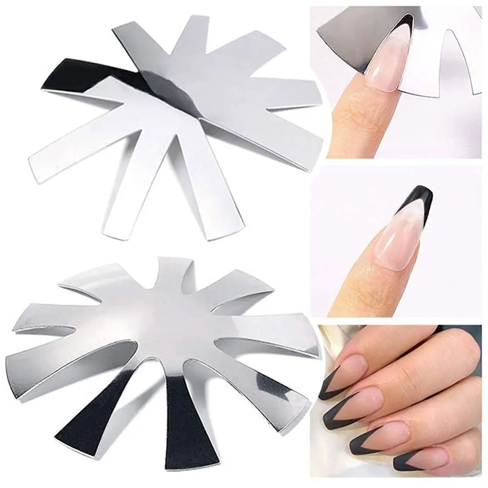 French Nail Trimmer Plate, Easy French Smile Line Elegance & Style V-Shape Art Edge Trimmer Tips Line Cutter DIY nail art toos