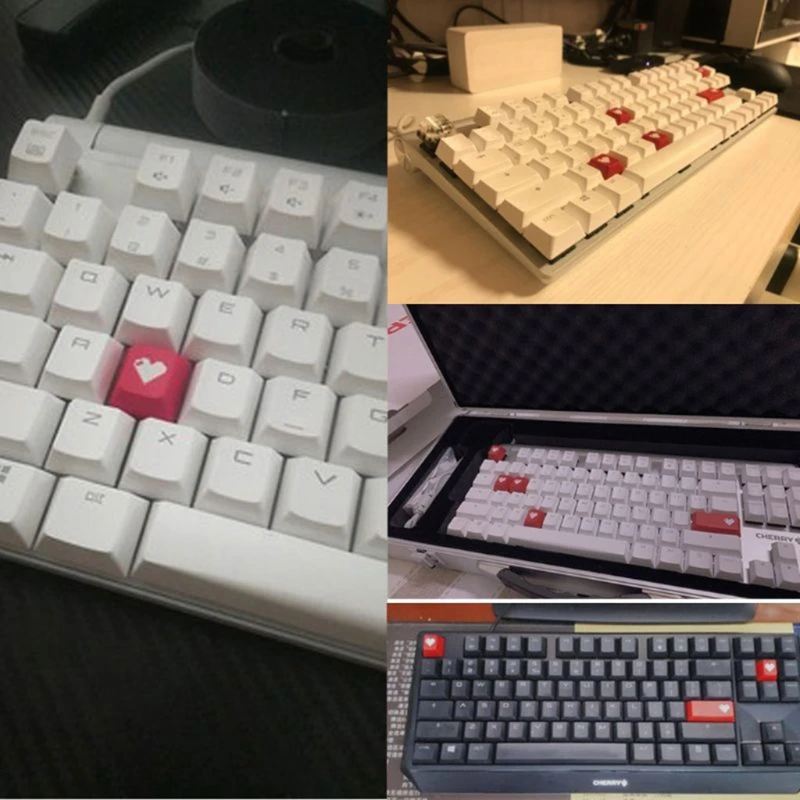 

New High Quality R4 Keycap Love Cherry Profile Dip Dye Sculpture PBT Keyboard Keycap for Mechanical Keyboard Etched Pixel Heart