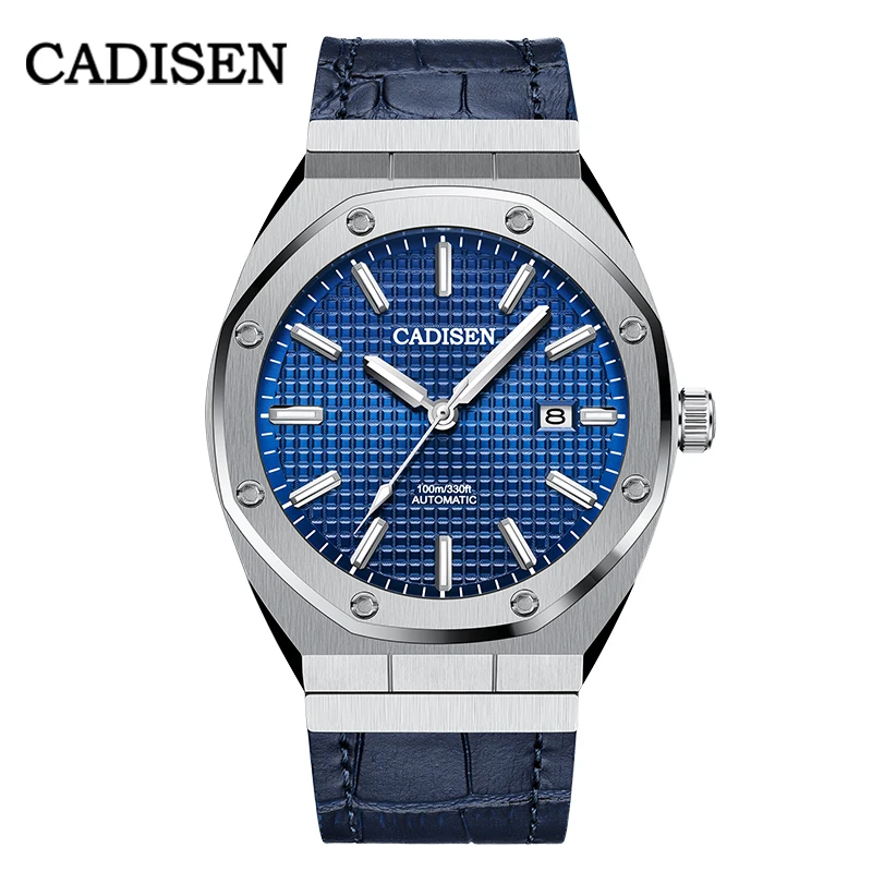 

Genuine Leather Strap Simple Wristwatch Japan NH35A Auto Date Mechanical Men's Watches Automatic Military Business Clock CADISEN