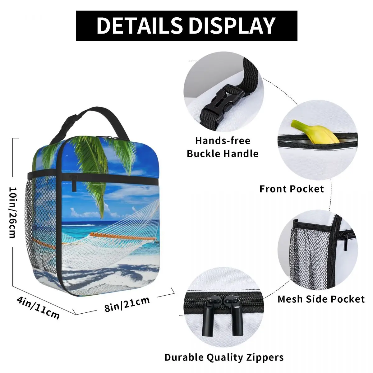 

Beach Hammock Lunch Bag for Women Men Large Insulated Lunch Box with Water Bottle Holder and Pockets