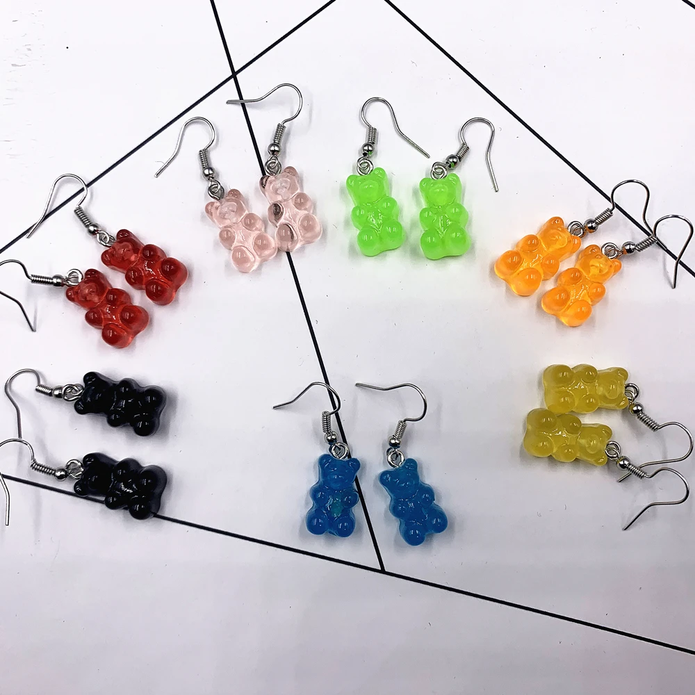 Мультяшные милые полимерные серьги цветные Животные медведь Высокое качество