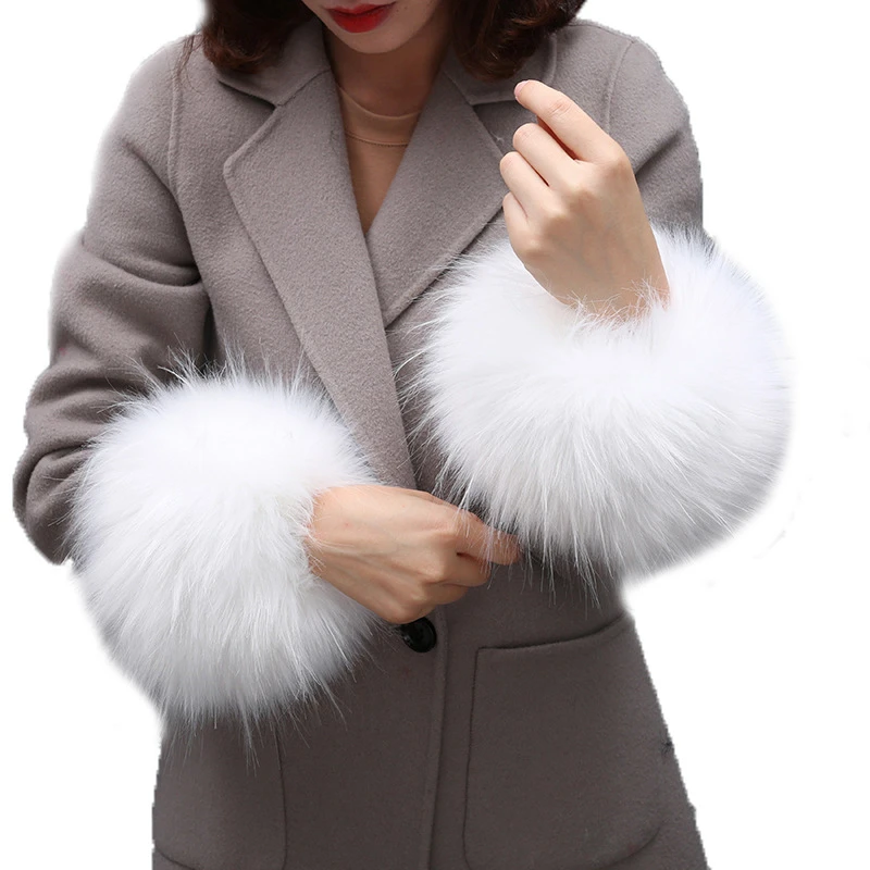 Winter Gloves Oversized Fur Cuffs Wrist Ring Keep Warm Windproof Cuff Bracelet Cute Wrist Set Hand Cuff Women Fingerless Gloves
