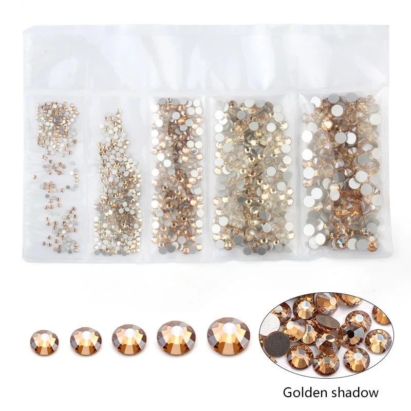 golden shadow Новинка разные размеры: SS4 SS6 SS12 SS16 SS20 красочные 1440 шт. 3D не исправленный для искусства ногтя Flatback Стразы для украшения для одежды - Цвет: golden shadow