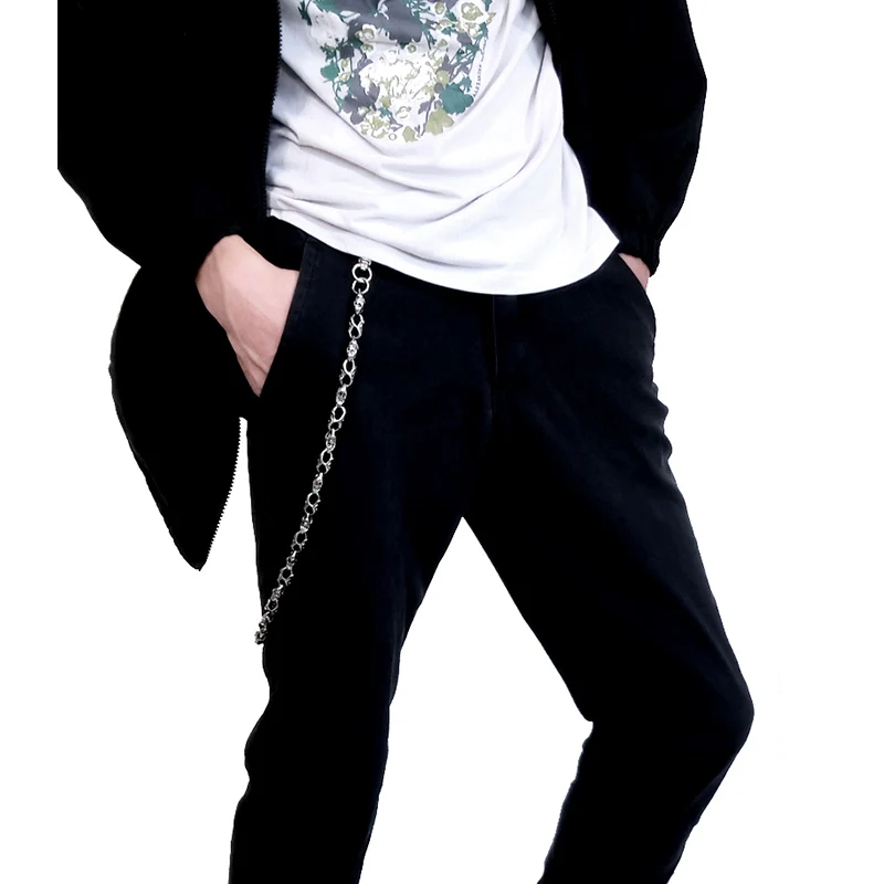 Цепочка для ключей в байкерском стиле DR45 металлический кошелек с черепом