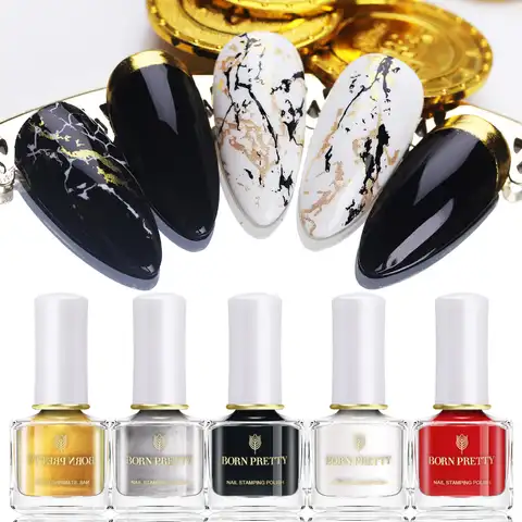 Born Pretty 7 ml φ Black white color varnish for manicure design design Print tools for nail drawing