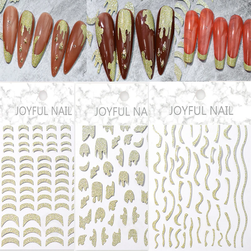 

Super flash glitter nail polish strips gold gilding colors French Japanese style back glue thin foil beautiful nail decal YJ073