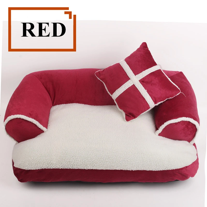 Red Мягкие кровати для собак, диван для кошек, лучший домик для домашних животных для маленьких и средних собак, гнездо для кошек, Классический английский стиль, зимняя теплая спальная кровать, коврик для щенка - Цвет: Red