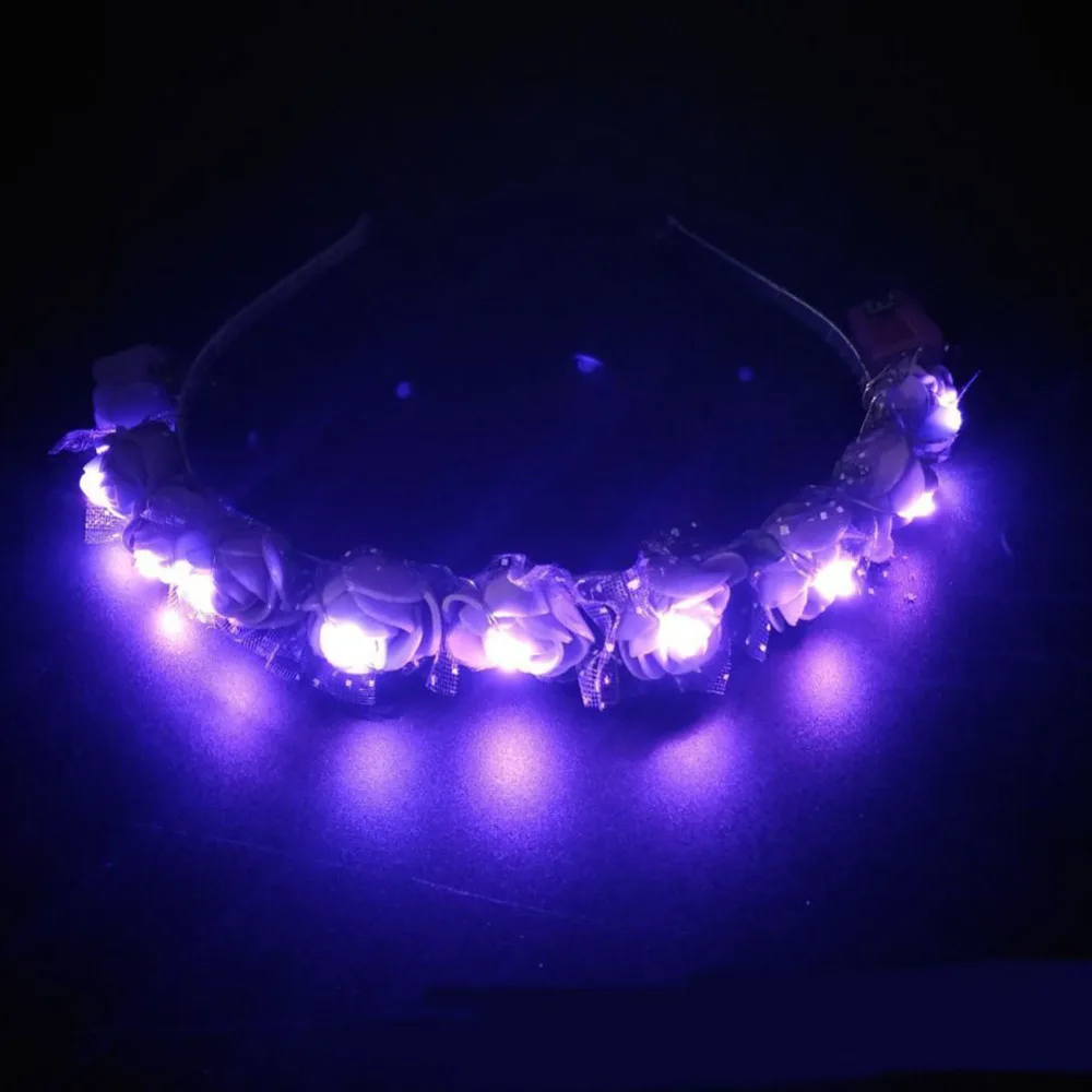 8pcs Colorful Flower Headband LED Light Up Hair Wreath Hoop Women Halloween Christmas Glowing Headwear hoops | Дом и сад