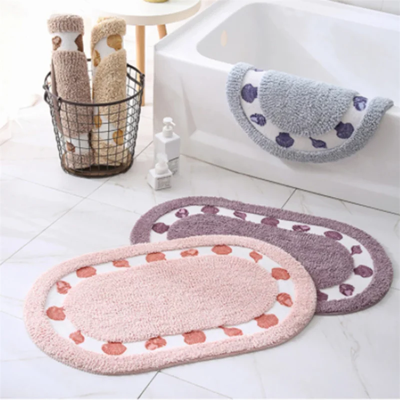 

Oval Shape Bathroom Carpet Microfiber Bathtub Side Floor Non-Slip Bath Mats Toilet Rugs Doormat For Shower Tapis Salle De Bain