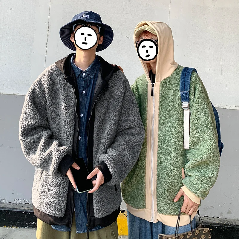 

Новинка, мужская куртка с капюшоном из овечьей шерсти в гонконгском стиле INS tide