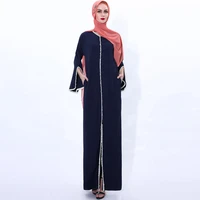 muslim islamic turkish womens v neck long skirt elegant pearl robe middle east abaya dubai clothing trumpet sleeve prayer suit