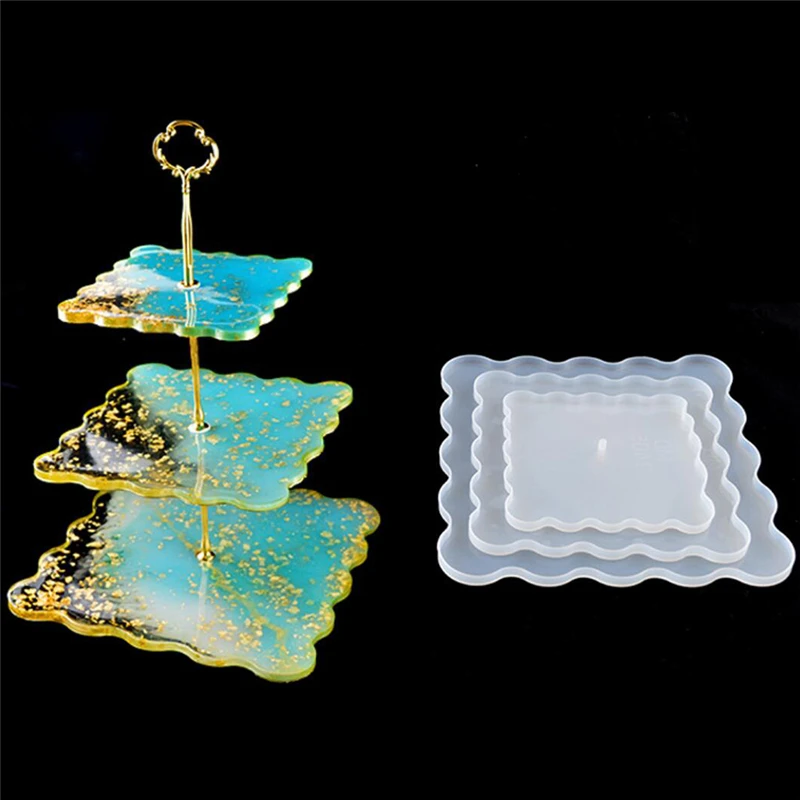 3 Слои нерегулярные Coaster DIY большой лоток силиконовые формы милый дом жидкости
