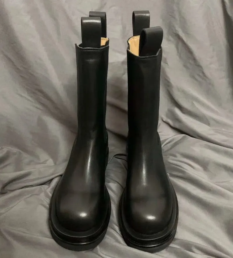 Черные ботинки Челси из натуральной кожи на толстой подошве новые женские