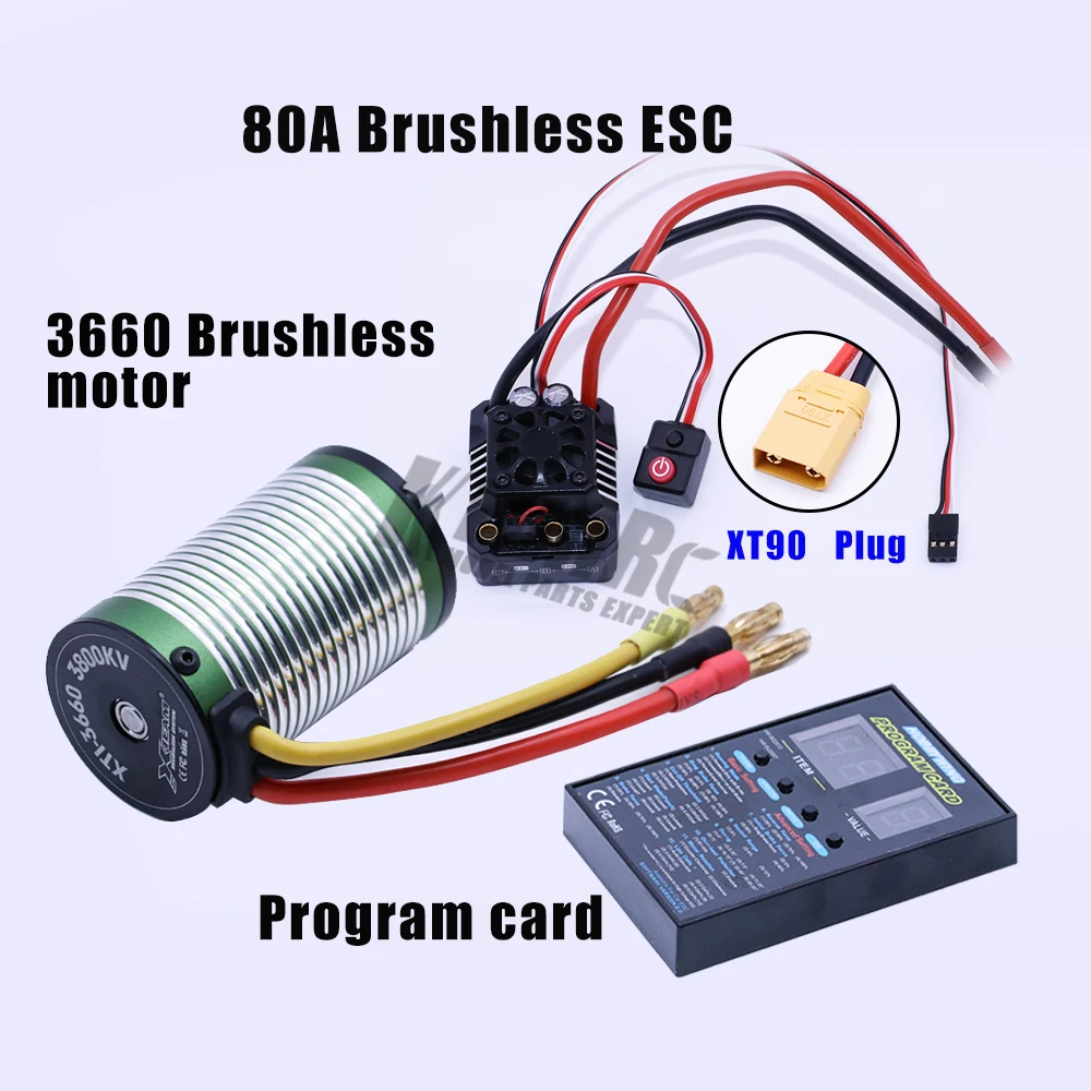 XT90 plug 1 шт. MAX10 SCT RTR 80A бесщеточный ESC+ X-TEAM 3660 3800KV набор бессенсорных моторов+ светодиодный модуль для 1/10 RC автомобилей - Цвет: XT90 plug