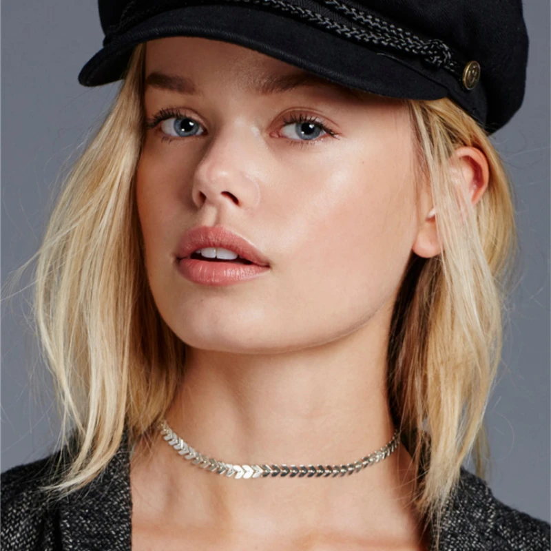 Женское короткое ожерелье с подвеской в виде рыбьей кости|Ожерелье-ошейник| |