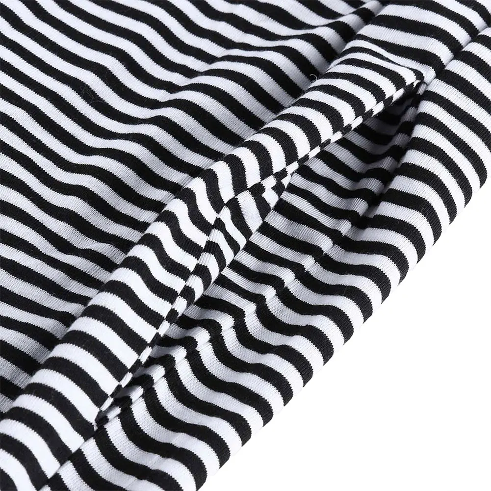 

2 Pcs Maternity Lactation Period Leisure Wear Set Round Neck Long Sleeve Button Nursing T-shirt, Adjustable Striped Trousers