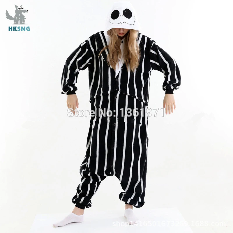 HKSNG взрослых Хэллоуин Kigurumi костюмы скелетов Джек Скеллингтон пижамы череп