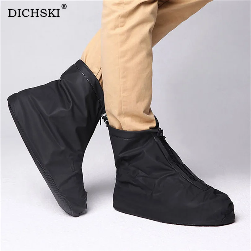 

DICHSKI Waterproof Protector Shoes Boot Cover Unisex Zipper Rain Shoe Covers High-Top Anti-Slip Rain Shoes Cycling High Quality