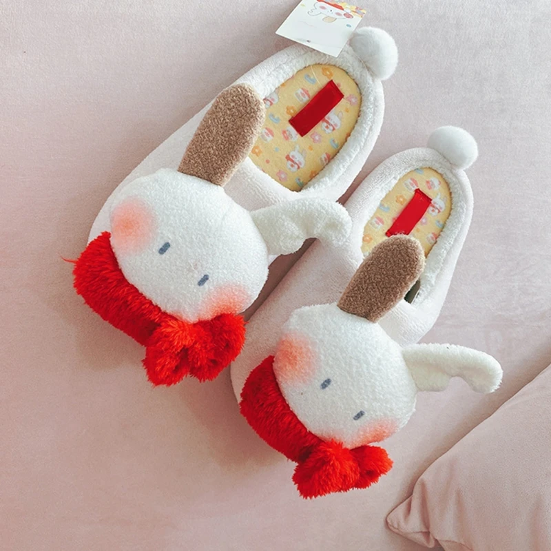 

Women Winter Plush House Slippers Cartoon Bunny Ears Non-Slip Warm Indoor Shoes LX9F