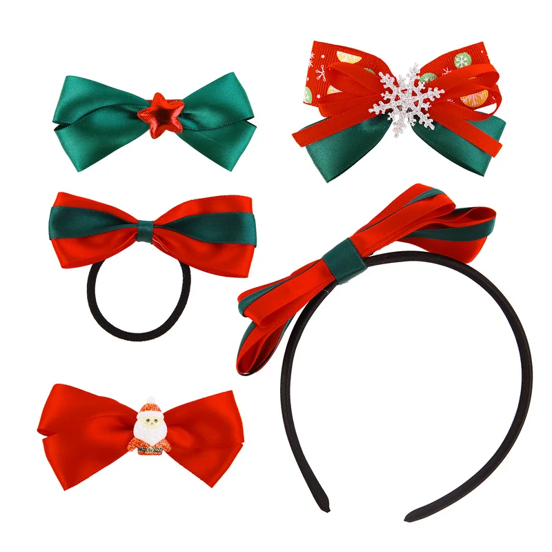 5 шт./компл. Рождественский ободок с оленем Рождественская елка красный бант для