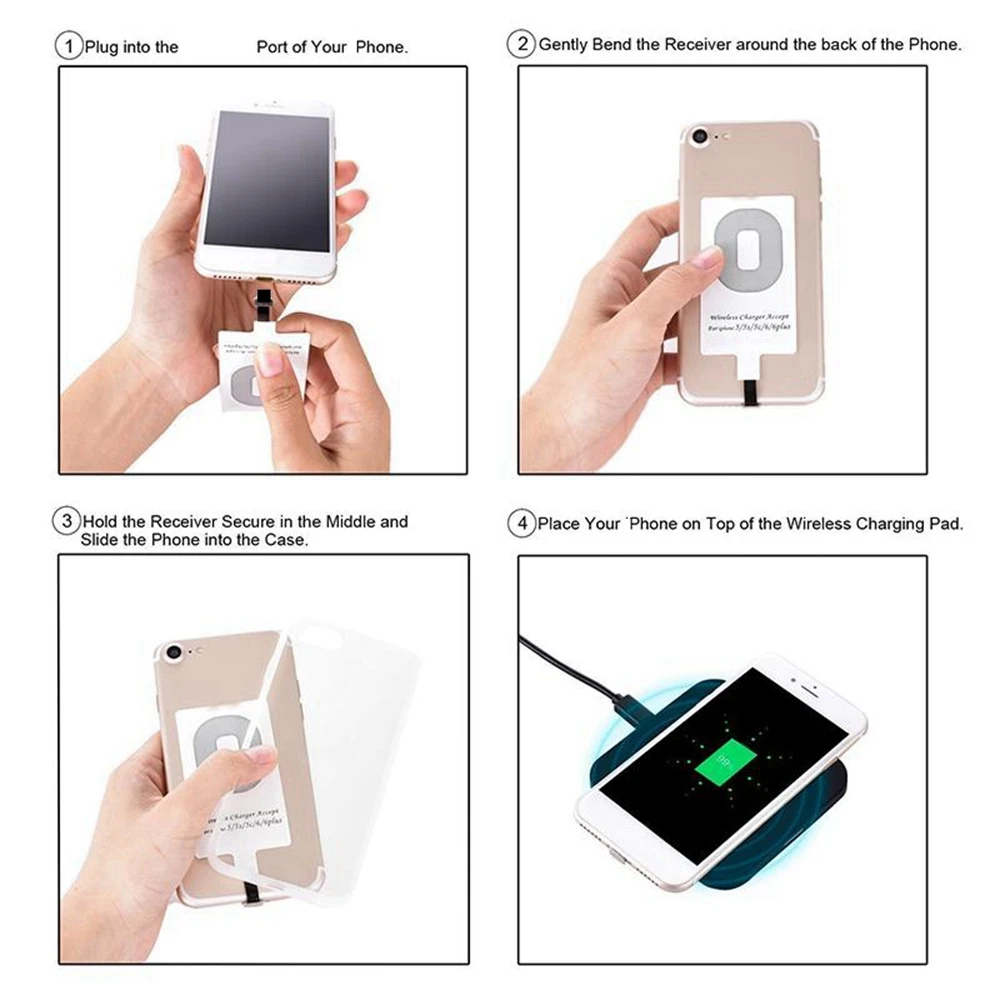 floveme qi wireless charger receiver micro usb type c for iphone 5w wireless charger receiver adapter for samsung a50 a70 a40 free global shipping