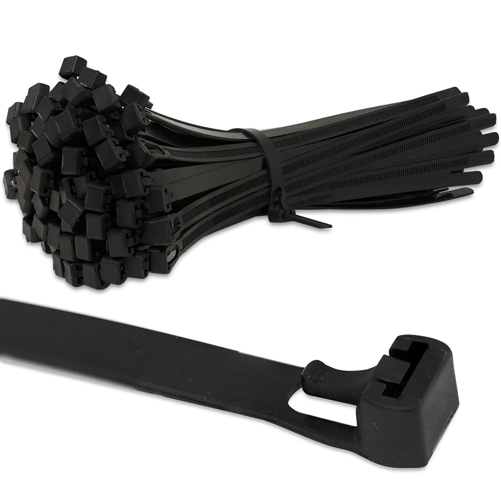 100 шт. Разъемный черно-белый нейлоновый кабельный галстук многоразовый ремешок на молнии стяжки проволочная вязка самоблокирующийся шнур Органайзер