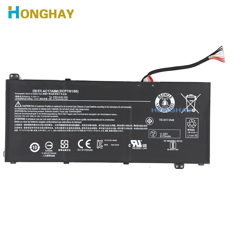 Аккумулятор для ноутбука HONGHAY AC17A8M 11 55 V 5360mAh Acer Spin 3 SP314-52-549T SP314-52-331FP SP314 SF314 |