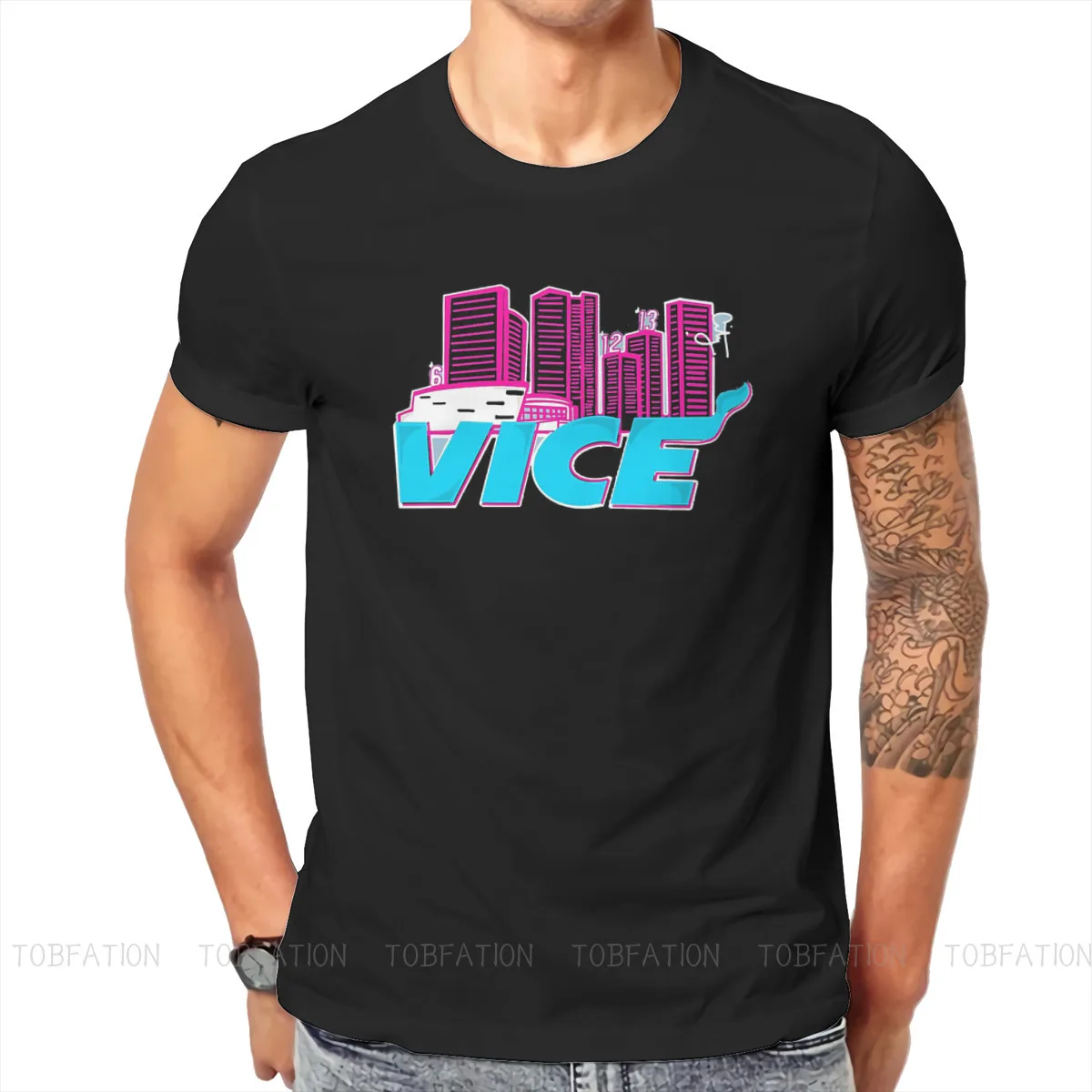 Футболка Майами Heat Vice GTA City Game Мужская хлопковая футболка с круглым вырезом