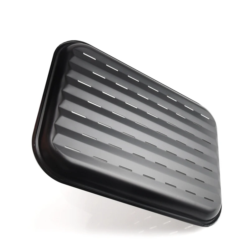 

1pc Hot Selling Rectangle Pizza Pan Hole Design Fashion Sturdy Carbon Steel Baking Tray Barbecue Pan BBQ Tools Solid Color