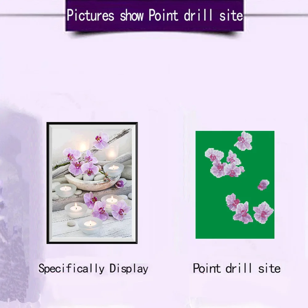 

5D Rubik's Cube Round Diamond Flower Drawing And Lamp Landscape Cross Stitch Stick-on Crystal Decorative Painting Simple Modern