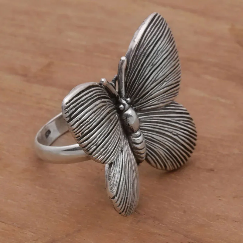 

Simple Vintage Silver Color Butterfly Rings For Women Female Jewelry Punk Party Accessories Valentine Gifts