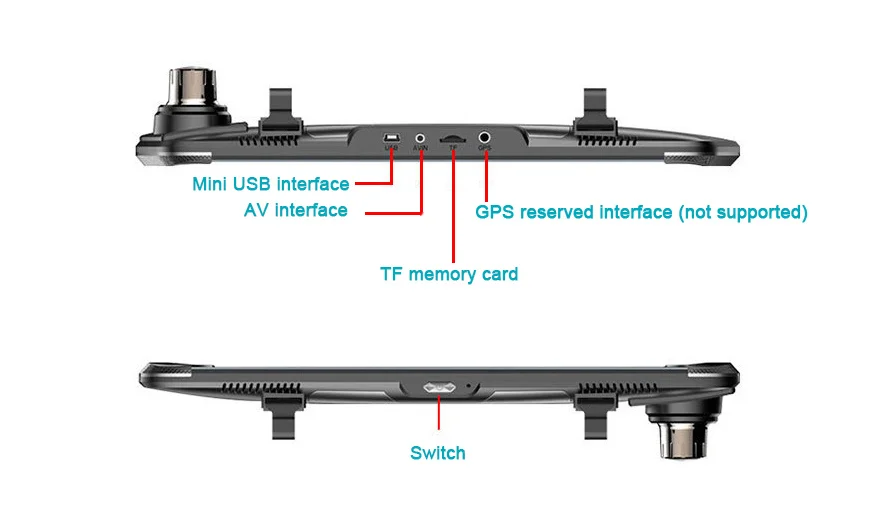 Автомобильный видеорегистратор с двойным объективом 10 0 дюймов Full HD 1080P зеркало