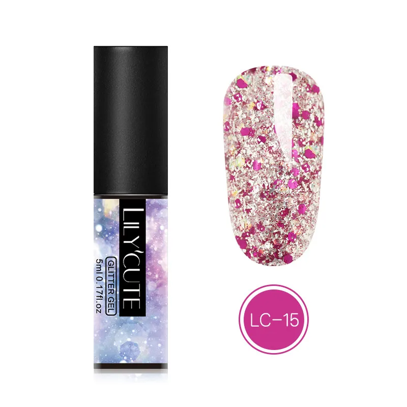 glitter 15 LILYCUTE блестки Гель-лак для ногтей замочить от ногтей УФ светодиодный Блеск Гель-лак для маникюра инструмент для дизайна - Цвет: glitter 15