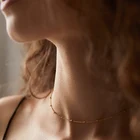 Ожерелье женское из нержавеющей стали 316L, цепь под жемчуг цвета розового золота и серебра, простое ожерелье до ключиц, Ювелирное Украшение