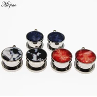 miqiao new 2pcs stainless steel acrylic acrylic screw back double flared ear tunnels piercing body jewelry