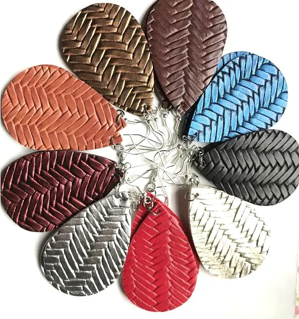 Женские кожаные серьги с имитацией соломы 9 цветов Двухсторонние подвески