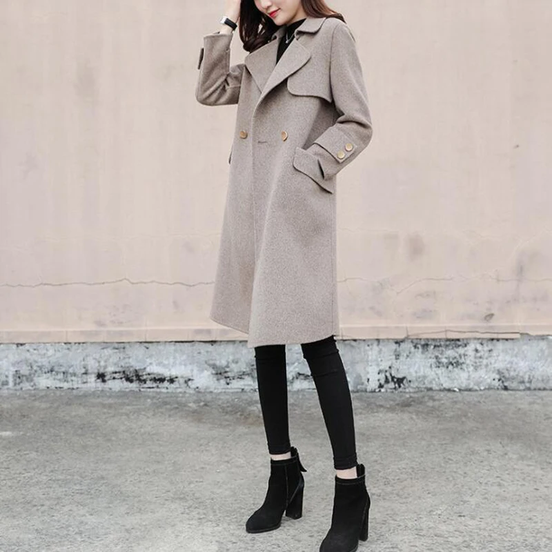 

2020 Spring and Autumn Fashion S-2XL Coats for Ladies Solid Color Long Sleeve Womens Coat Turn-down Collar Slim Cardigans