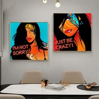 graffiti abstract fashion girl canvas paintings modern style posters and print wall art picture for living room home decoration