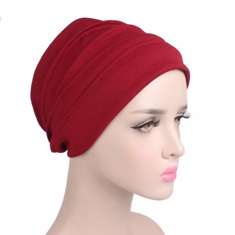 Женская хлопковая дышащая шляпа Новая женская hijabs эластичная чалма Ткань Голова Кепка шапка для девушек аксессуары для волос мусульманский шарф шапка