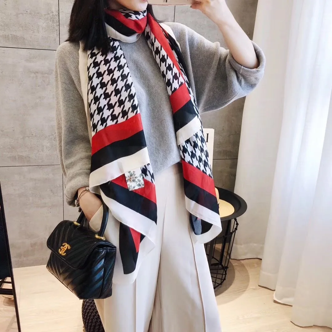 Новинка женский шелковый шарф шали и накидка летний роскошный брендовый