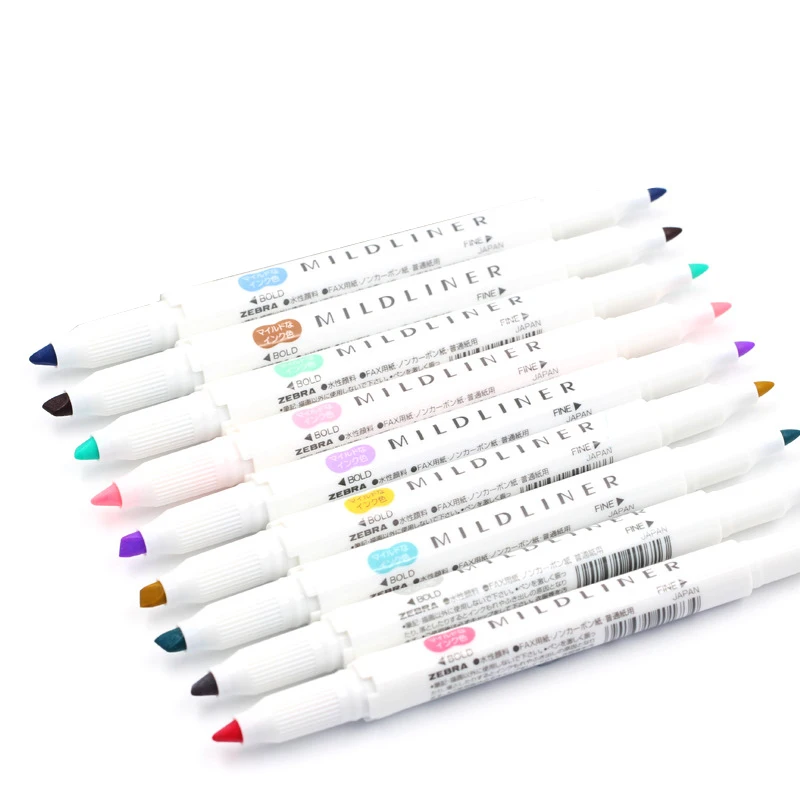 1pcs Zebra Mildliner Highlighter Pen Dual Tip Markers Pens Coloring Text Paper Destacador Bullet Journal Supplies WKT7 | Канцтовары для