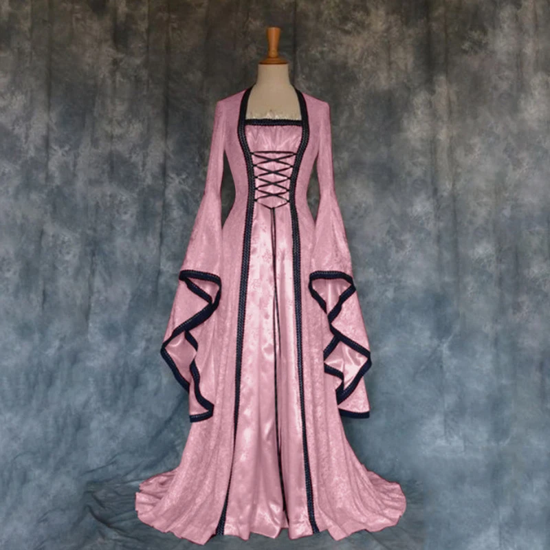 Женское платье с рукавами-фонариками длинное винтажное в стиле ретро