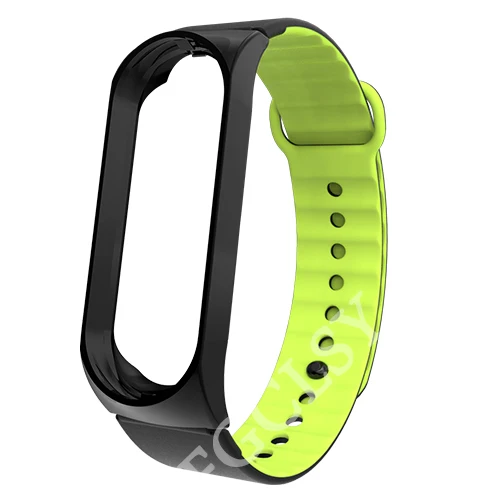 black blackgreen FGCLSY mi Band 4 3 спортивный ремешок для xiaomi mi band 4 3 силиконовый ремешок на запястье аксессуары браслет металлический слот для xiaomi mi band 4 - Цвет: black blackgreen
