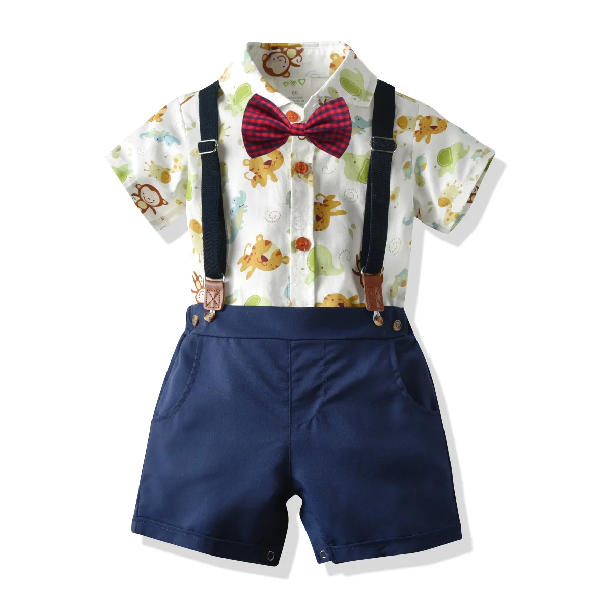 

Tie Bow Clothes For Kid Boy Formal Short Sleeve Tollder Baby Gentleman Suit Harness Romper Shorts 1 2 3 Years