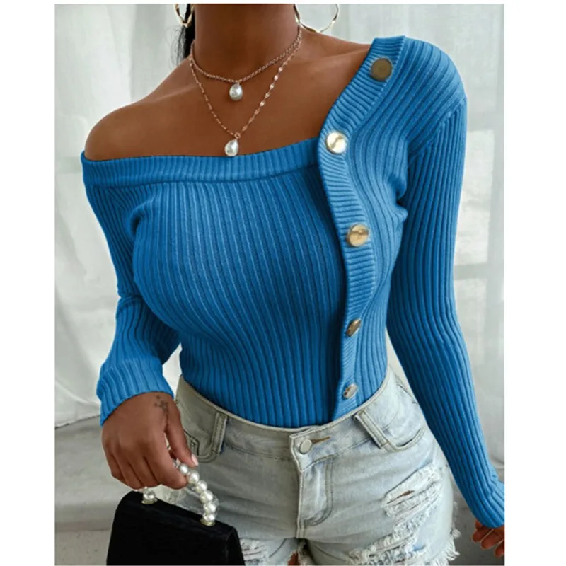 

Autumn Women Casual Splice Button Threaded Leopard Print Off-shoulder Long-sleeved Tops Blouse 2020 Sexy Slim Shirts Plus Size