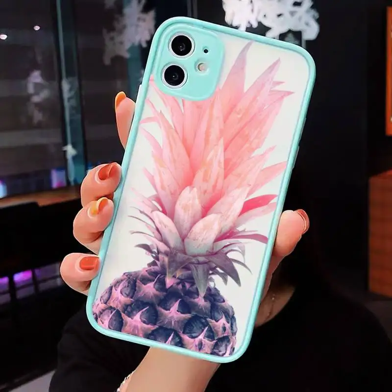 

pineapple Phone Cases matte transparent For blue iPhone 7 8 x xs xr 11 12 pro plus max mini Clear Funda