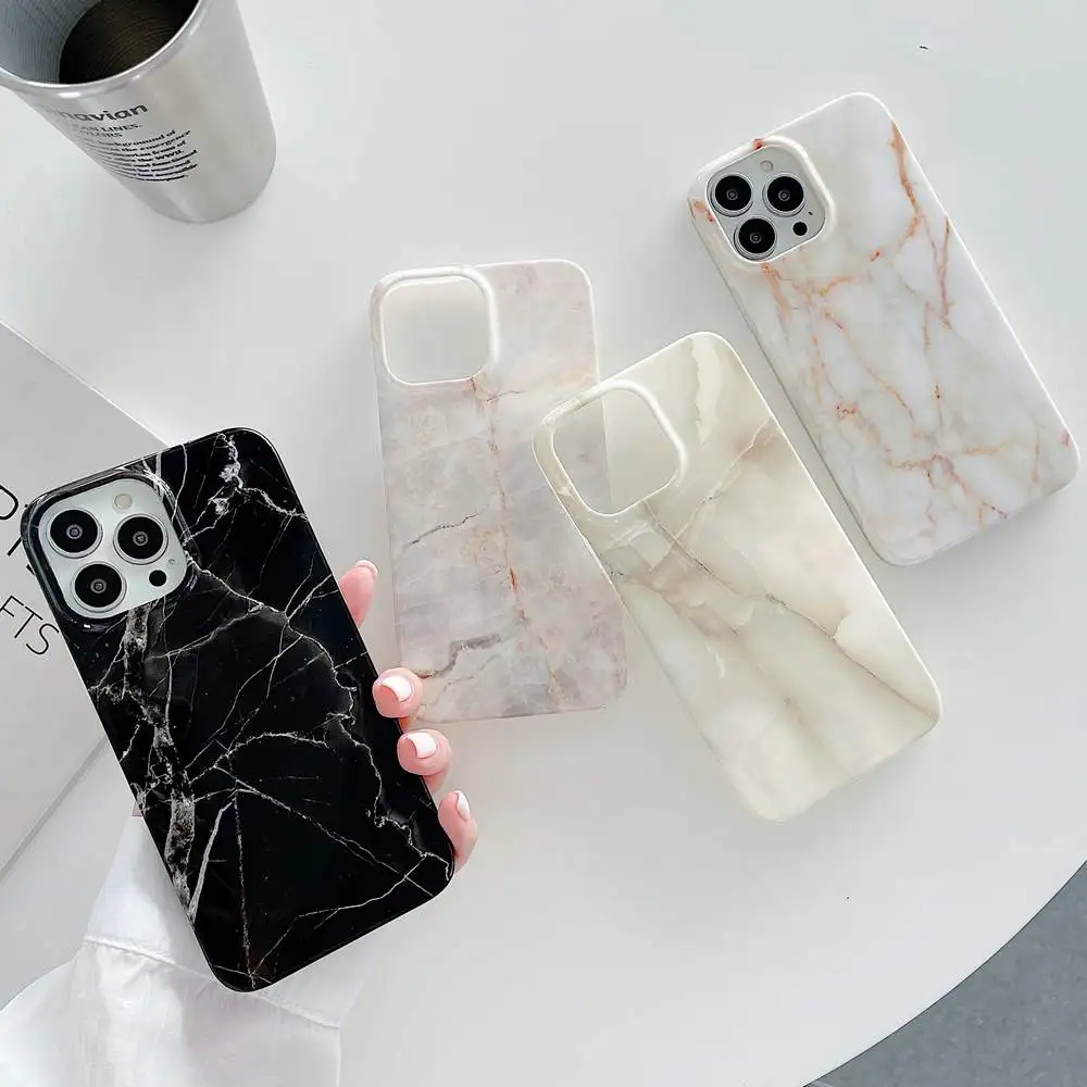 

Luxury Marble Glossy IMD Soft Slim Back Phone Case For iPhone 12 mini 13 Pro Max 11 XS XR XS MAX 8 Plus 7 Plus Cover Skin