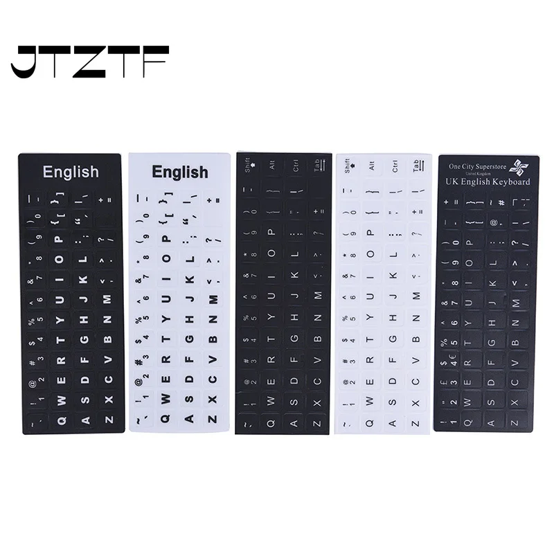 

Сменные наклейки на клавиатуру с английской раскладкой JTZTF, белые на черные, для любого ПК, ноутбука, клавиатуры Hp