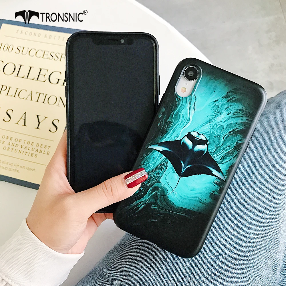 Черный чехол для телефона Jellyfish iPhone XR X XS MAX мягкий матовый крутой Роскошный 6 6s 7 8